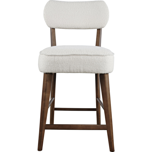 Wes Counter Stool in Walnut Brown Wood & Boucle Fabric (Set of 2)